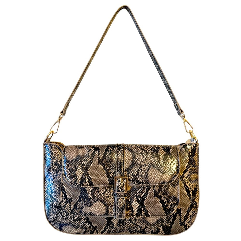 Urban Expressions Natural Multi Alexandra Snake Print Purse Handbag Gold NWT